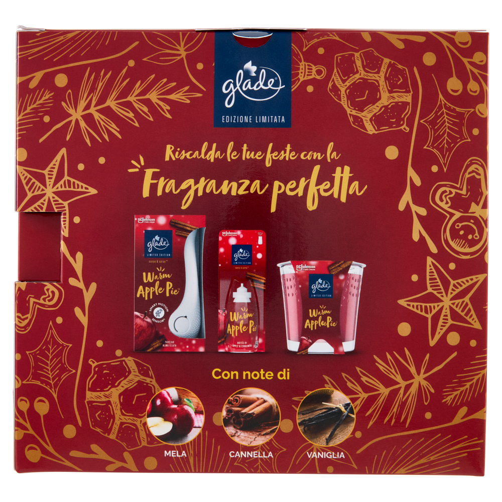 Glade&reg; Cofanetto regalo Warm Apple Pie (Candela, Diffusore Sense & Spray&trade; e 2 ricariche)