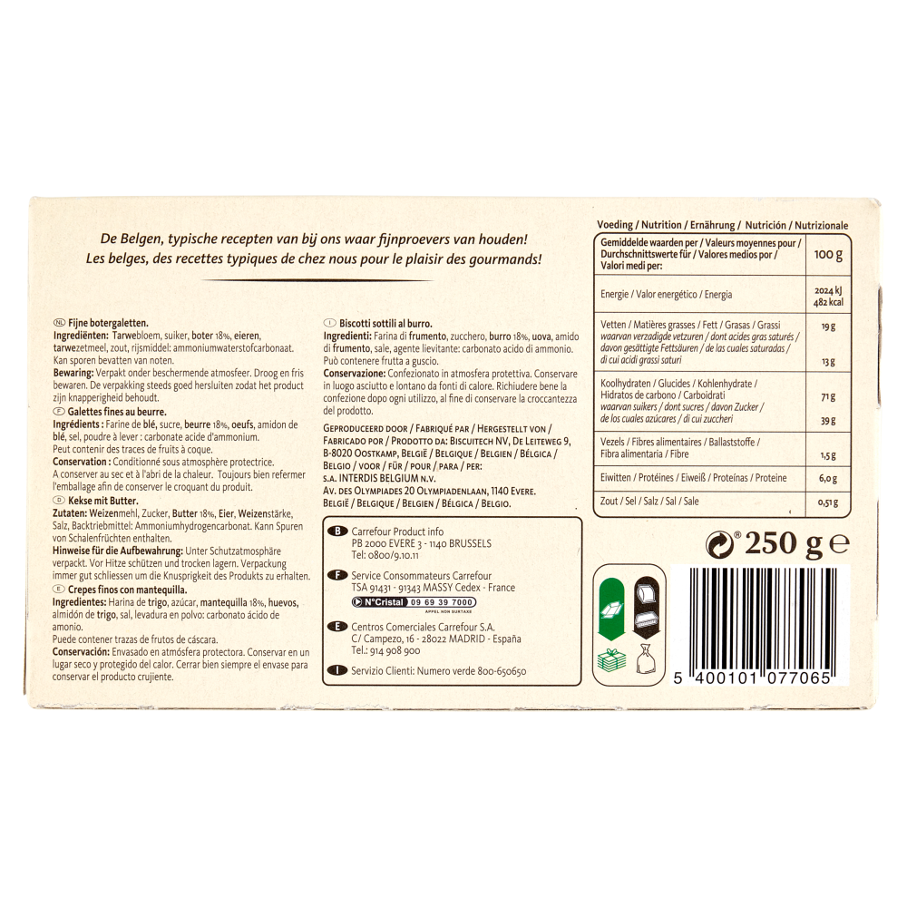 De Belgen Galettes fines pur beurre 250 g