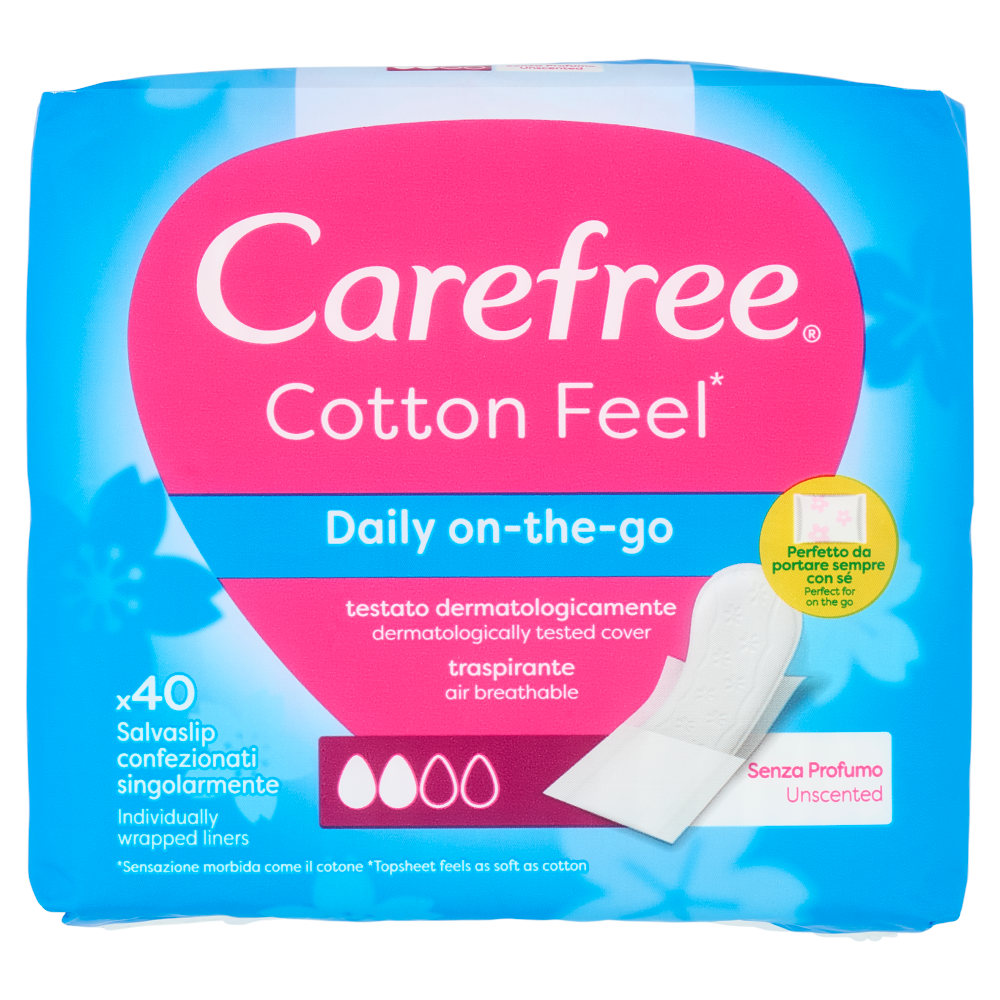 Carefree Cotton Feel* Daily on-the-go Salvaslip 40 pz