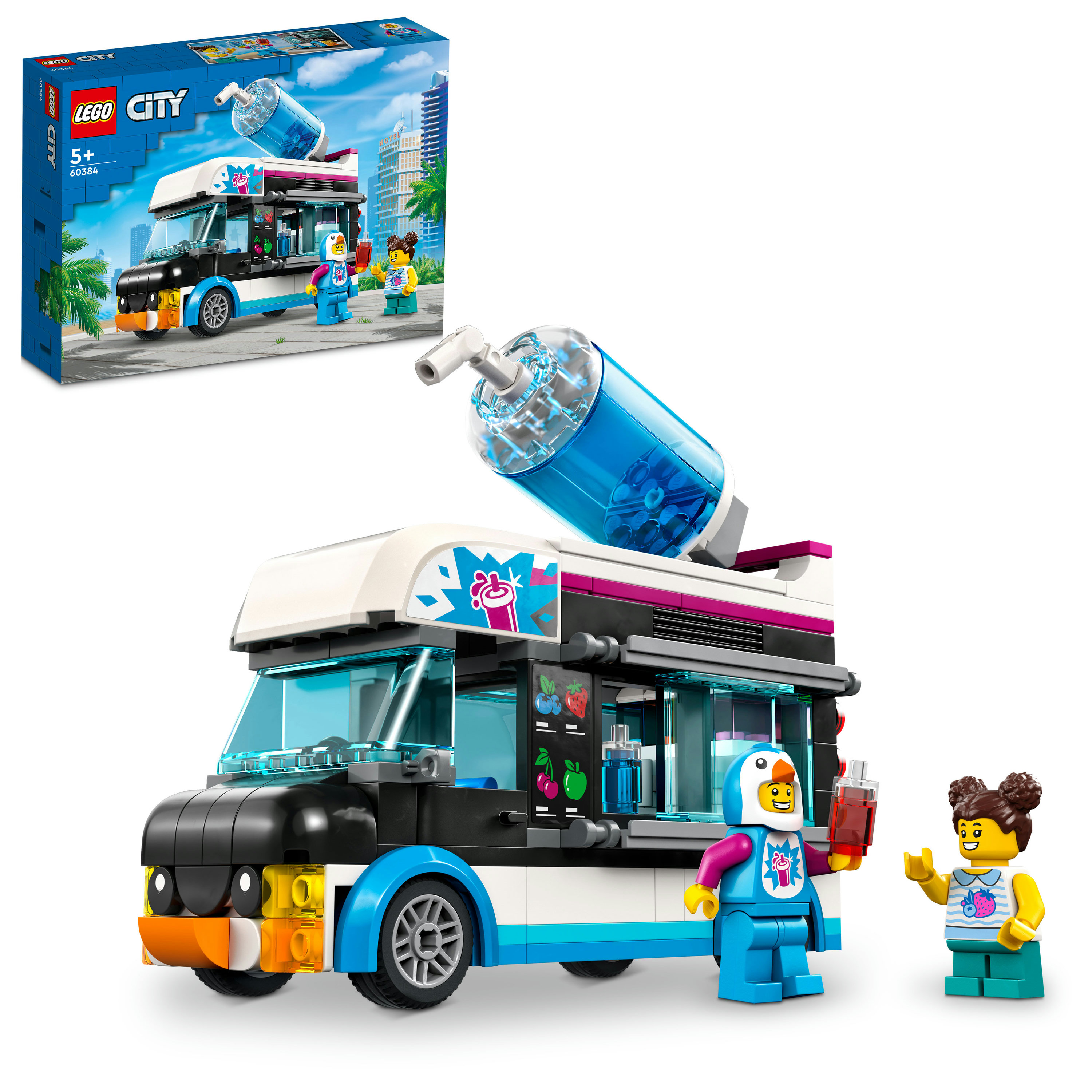 LEGO City 60384 Il Furgoncino delle Granite del Pinguino, Camion Giocattolo con Minifigure, Idea Regalo per Bambini e Bambine