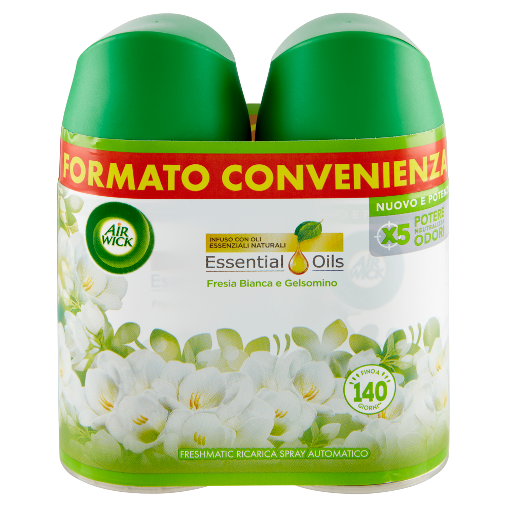 Air Wick Freshmatic Ricarica Bipacco Fresia Bianca e Gelsomino Profumatore per ambiente 2 x 250 ml