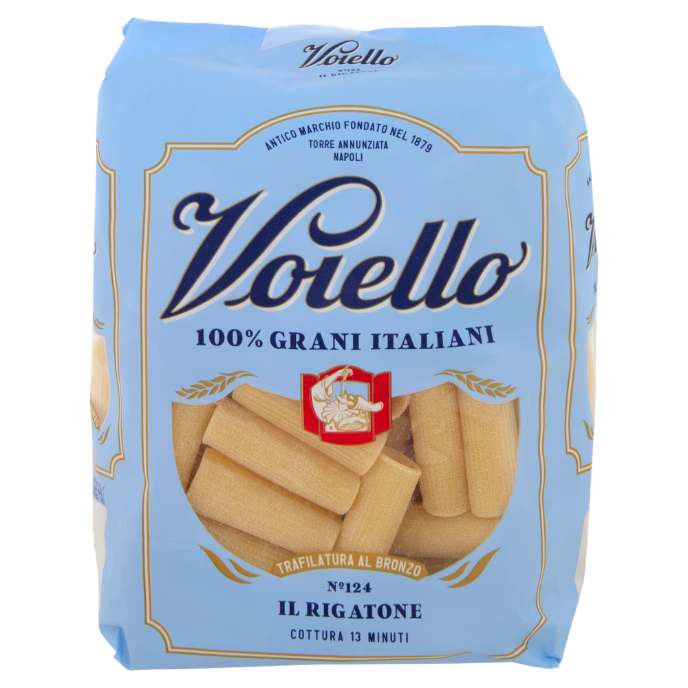 Voiello Pasta Il Rigatone N°124 grani 100% italiani Trafilata bronzo 500g