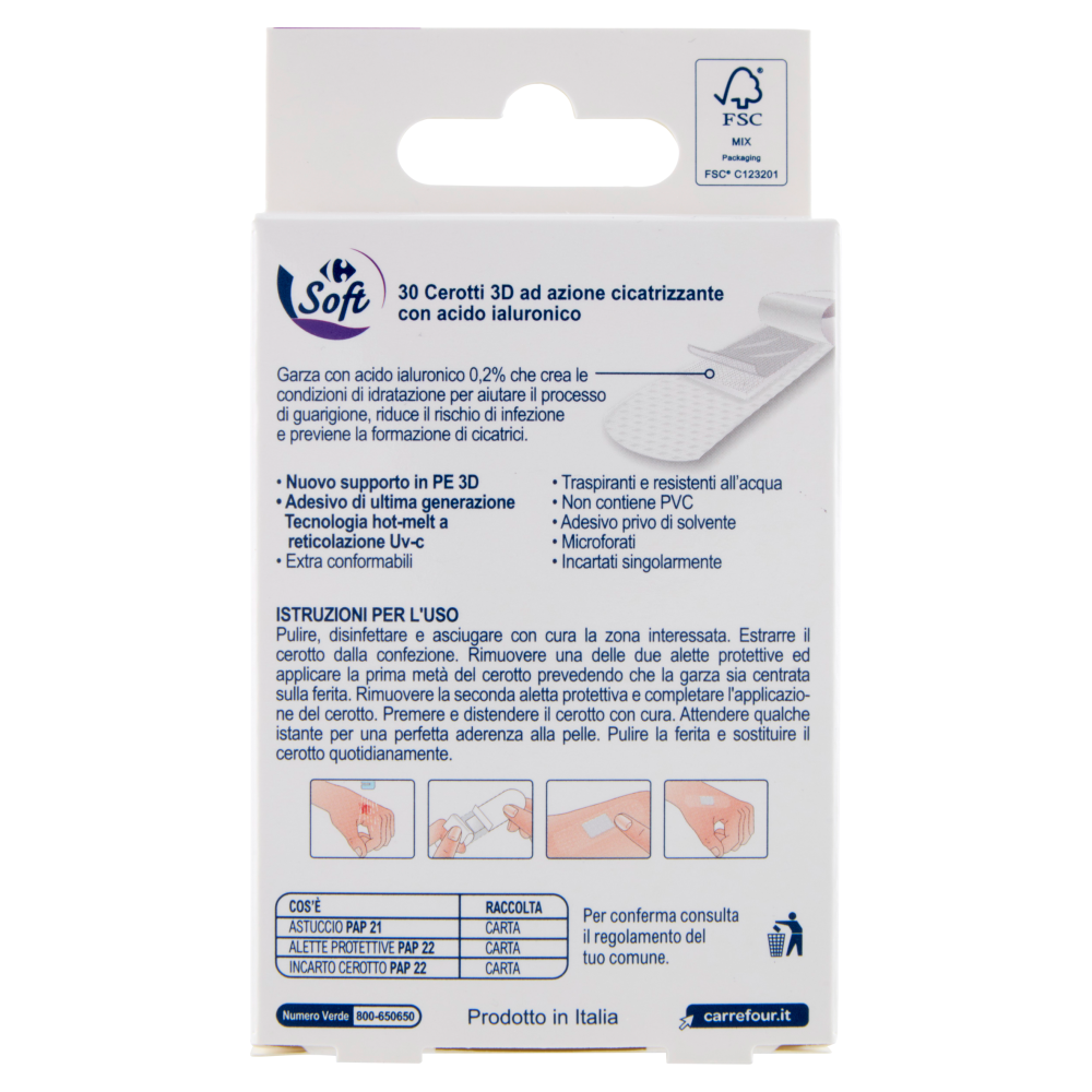 Carrefour Soft Active 3D Cicatrizzanti Cerotti Assortiti 30 pz