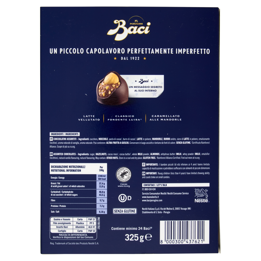 BACI PERUGINA Tanti Baci Cioccolatini Assortiti Scatola Regalo Amabile 325g