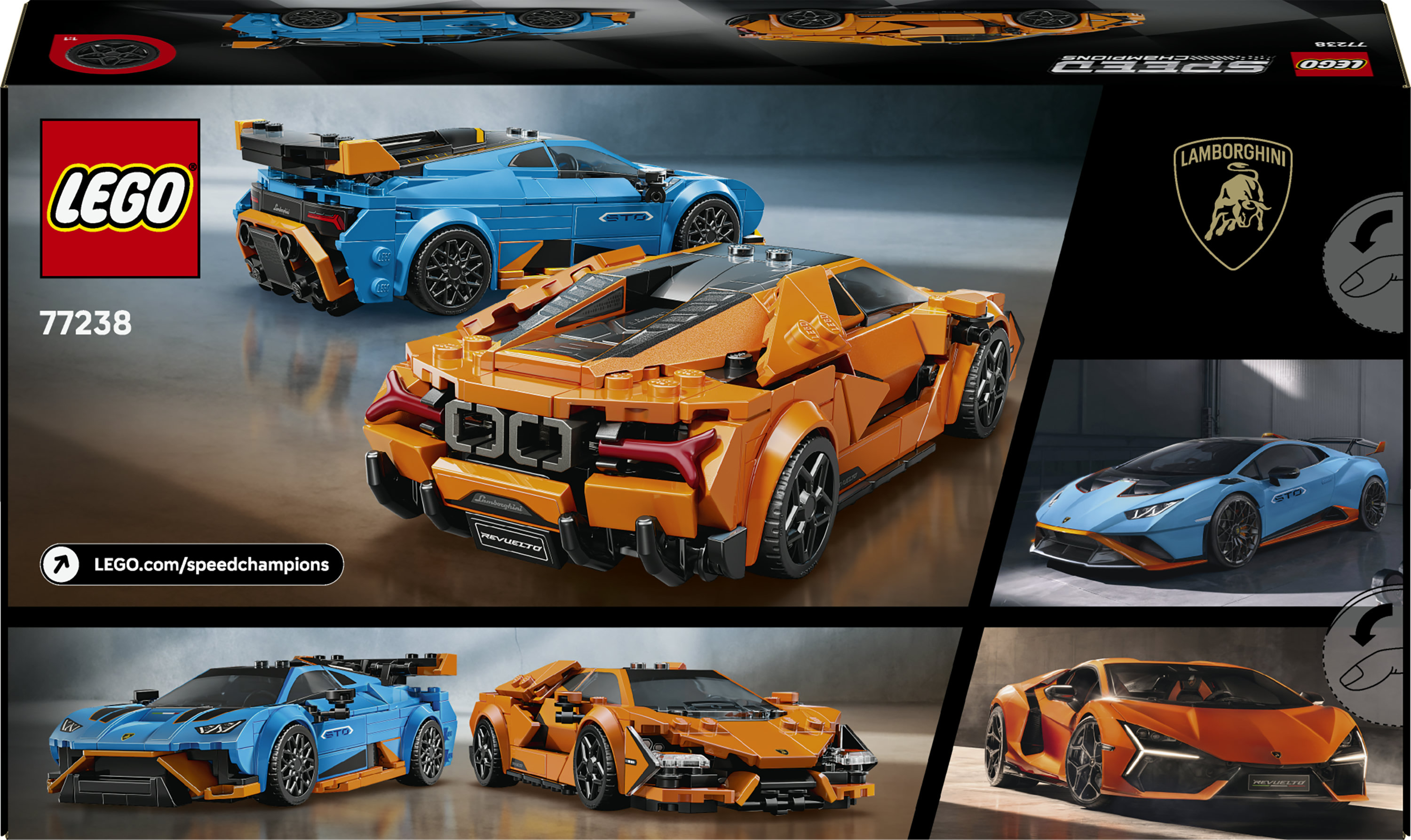 LEGO Speed Champions 77238 Lamborghini Revuelto e Hurac&aacute;n STO, Modelli di Auto con Minifigure, Macchine Giocattolo Regalo 10+