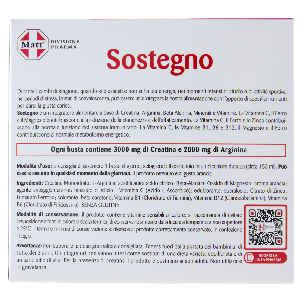 Matt Divisione Pharma Sostegno 20 buste Gusto Arancia 160 g