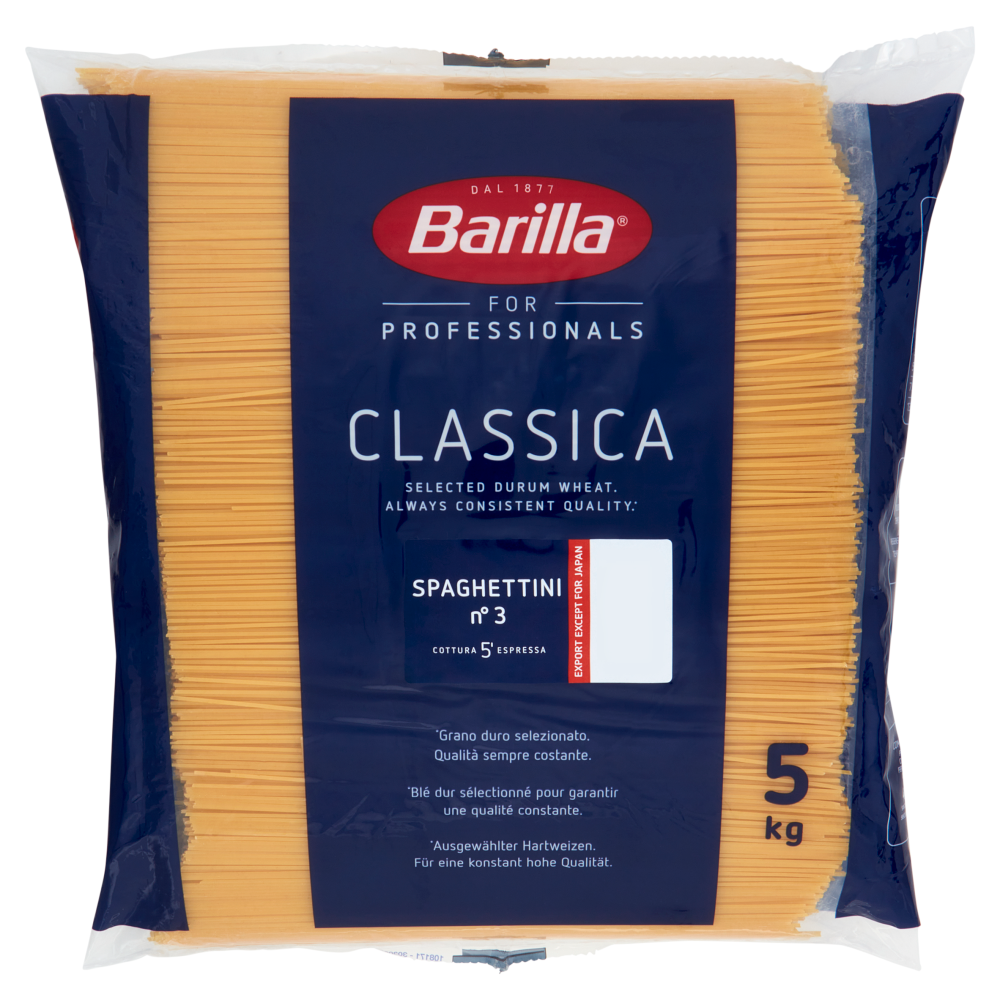 Barilla for Professionals Spaghettini n&deg;3 Pasta Classica Lunga Catering Foodservice 5 kg