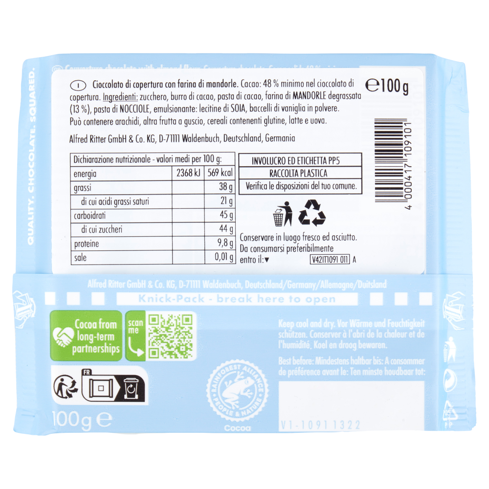 Ritter Sport Smooth Chocolate 100 g