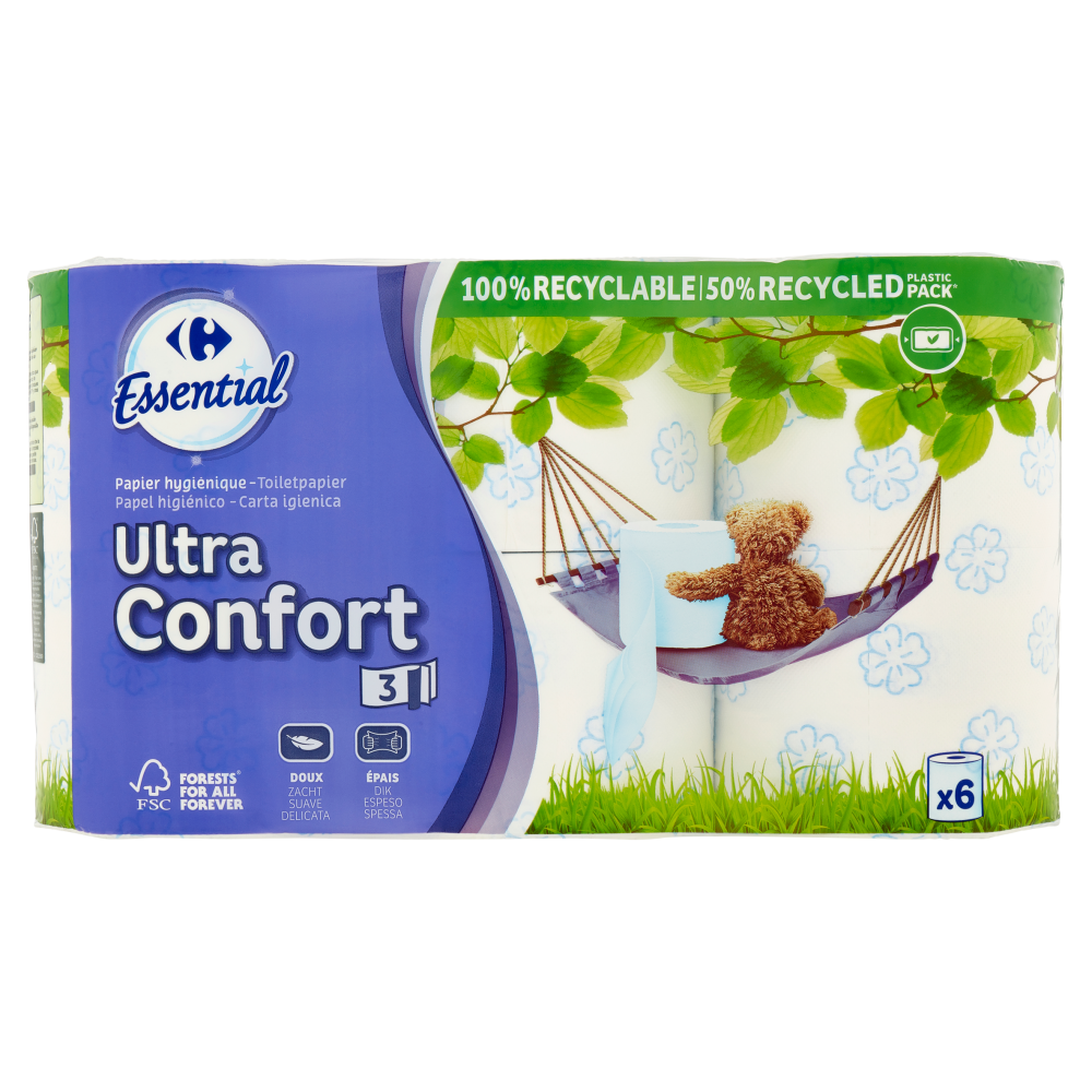 Carrefour Essential Carta igienica Ultra Confort 3 veli 6 pz