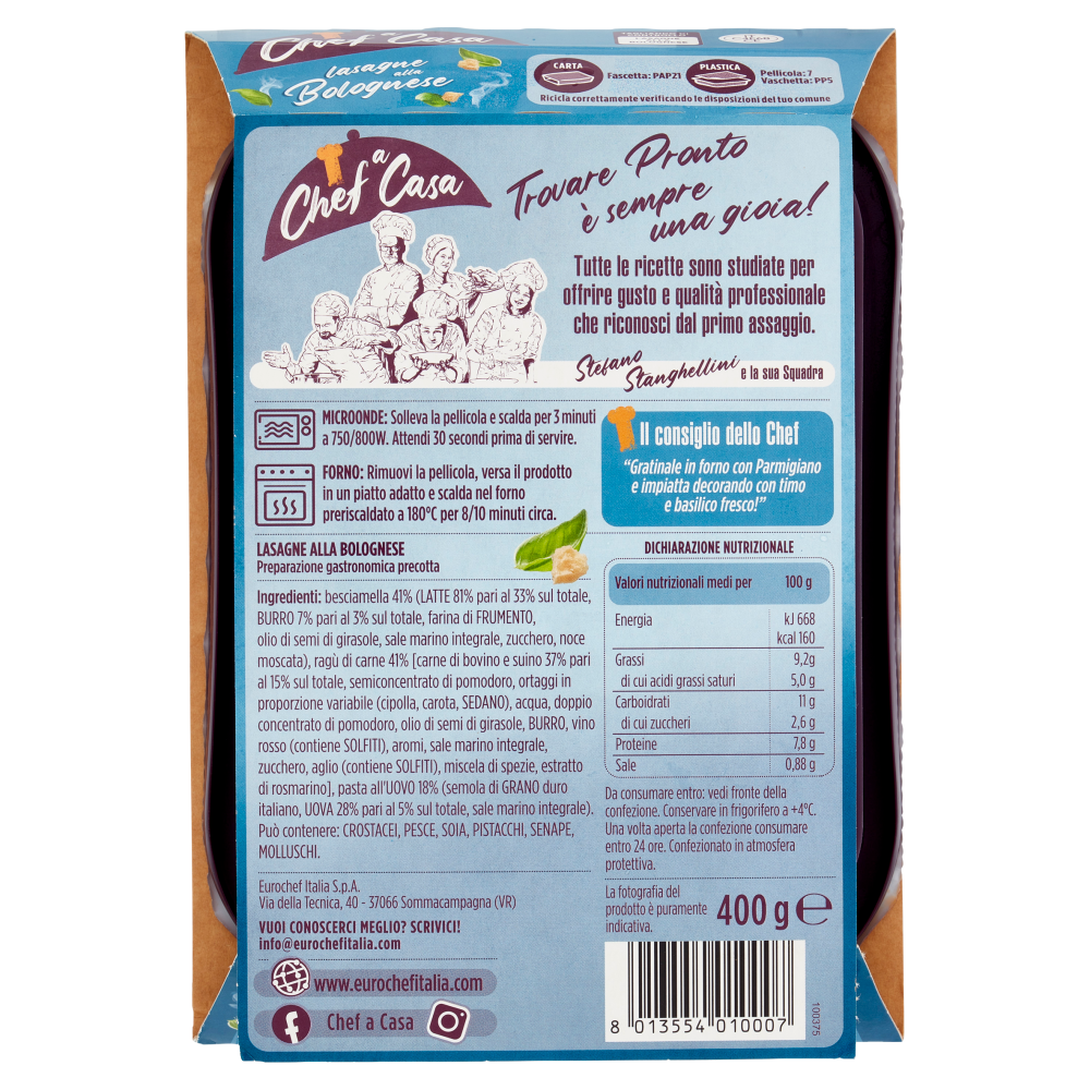 Chef a Casa lasagne alla Bolognese 400 g