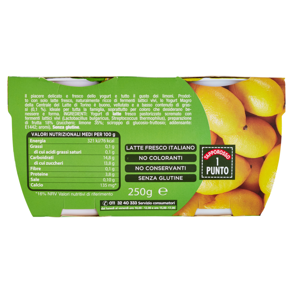 Centrale del Latte di Torino Tapporosso Yogurt Magro Limone 2 x 125 g