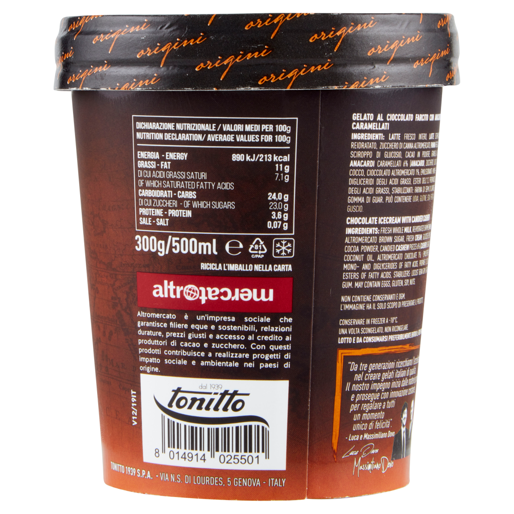 tonitto origini Cioccolato con Anacardi 300 g