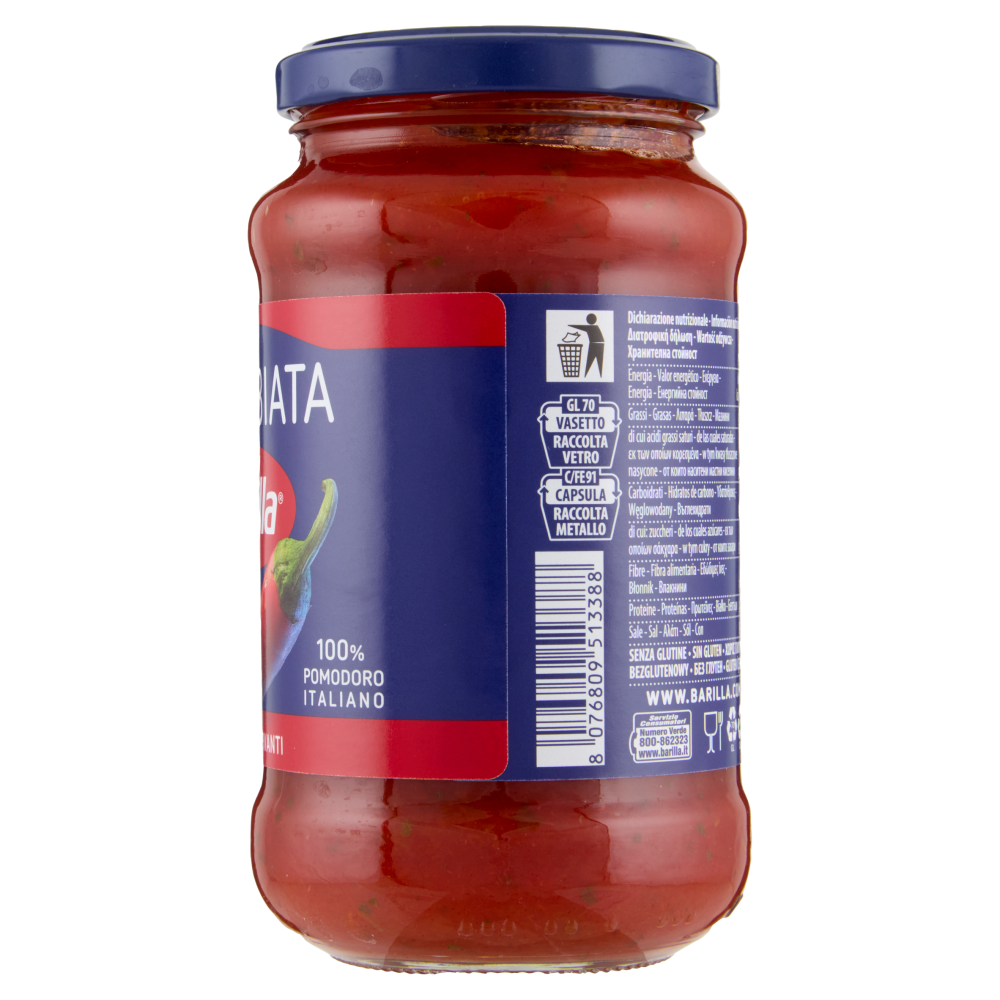 Barilla Sugo Arrabbiata Pomodoro e Peperoncino con 100% Pomodoro Italiano Condimento per Pasta 400g