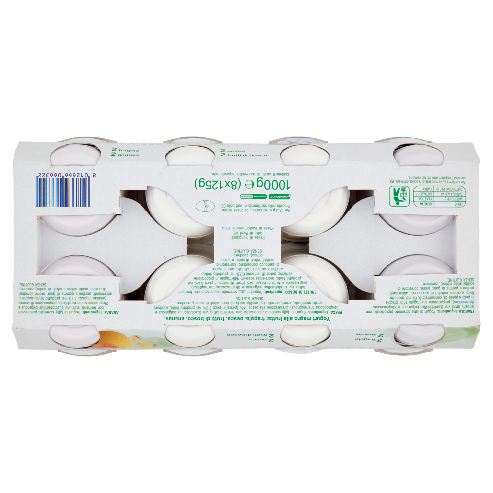 Simpl Yogurt magro con Frutta in Pezzi 2 fragola - 2 ananas - 2 pesca - 2 frutti di bosco 8 x 125 g