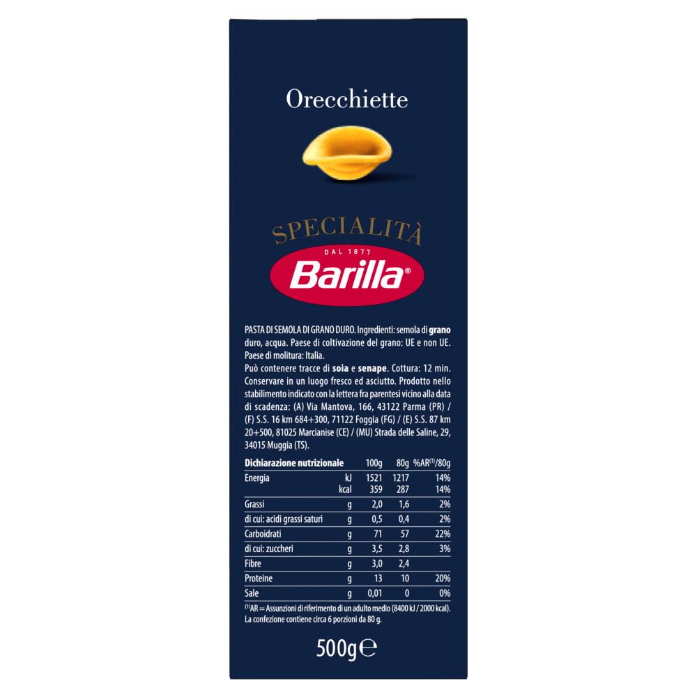 Barilla Pasta Specialit&agrave; Orecchiette 500g