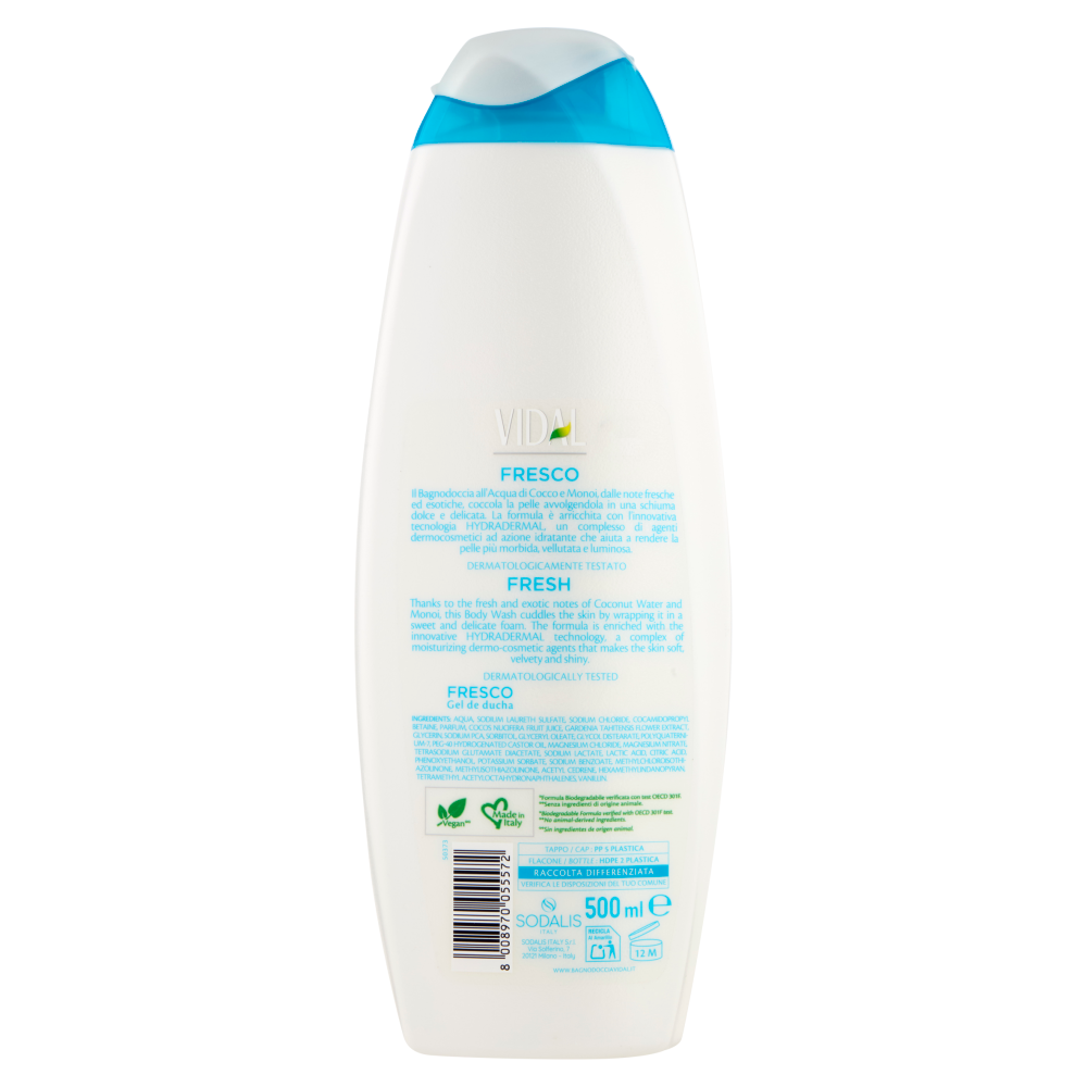 Vidal Coconut Water&nbsp;Bagnodoccia Fresco Acqua di Cocco e Monoi 500 ml