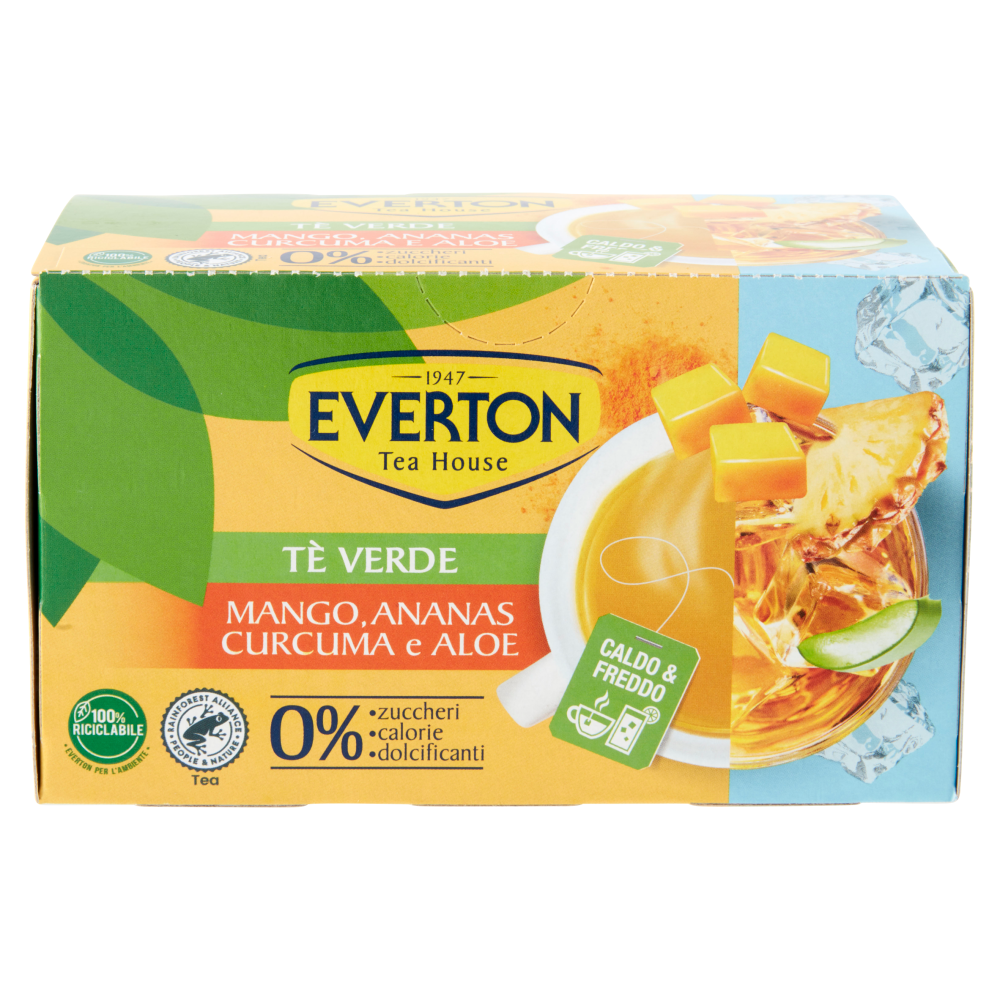 Everton Tè Verde Mango, Ananas, Curcuma e Aloe 16 x 2,5 g