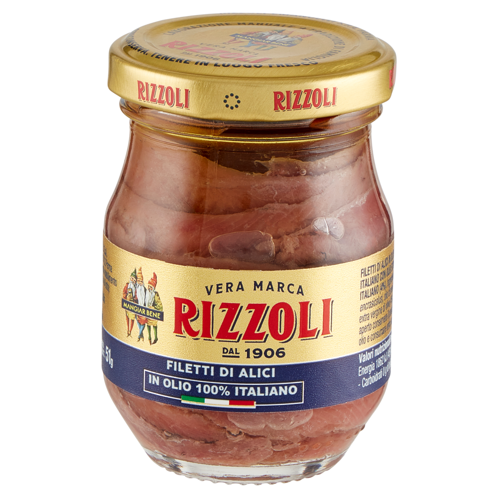 Rizzoli Filetti di Alici in Olio 100% Italiano 90 g