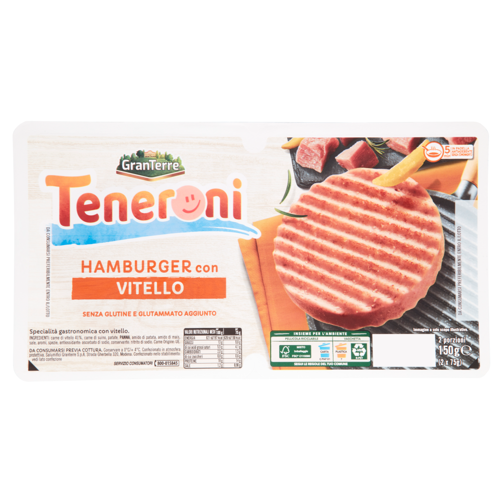 Teneroni Hamburger con Vitello 2 x 75 g