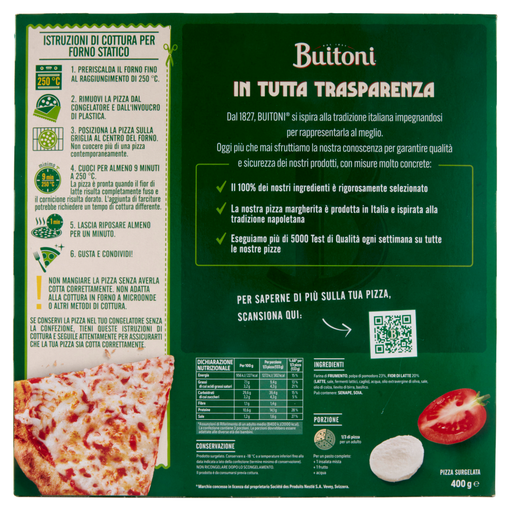 BUITONI Bella Napoli Margherita Pizza Surgelata con Pomodoro e Fior di
