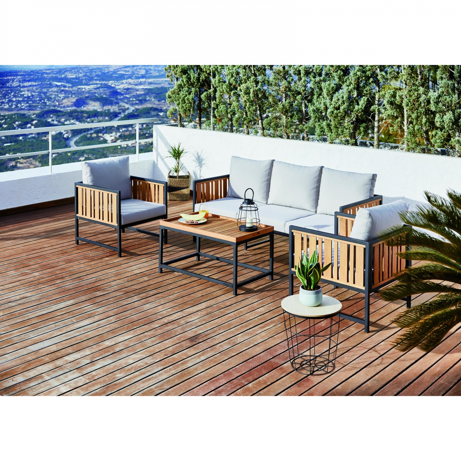 Carrefour Coffee set in legno di eucalipto 4 pz modello Louga