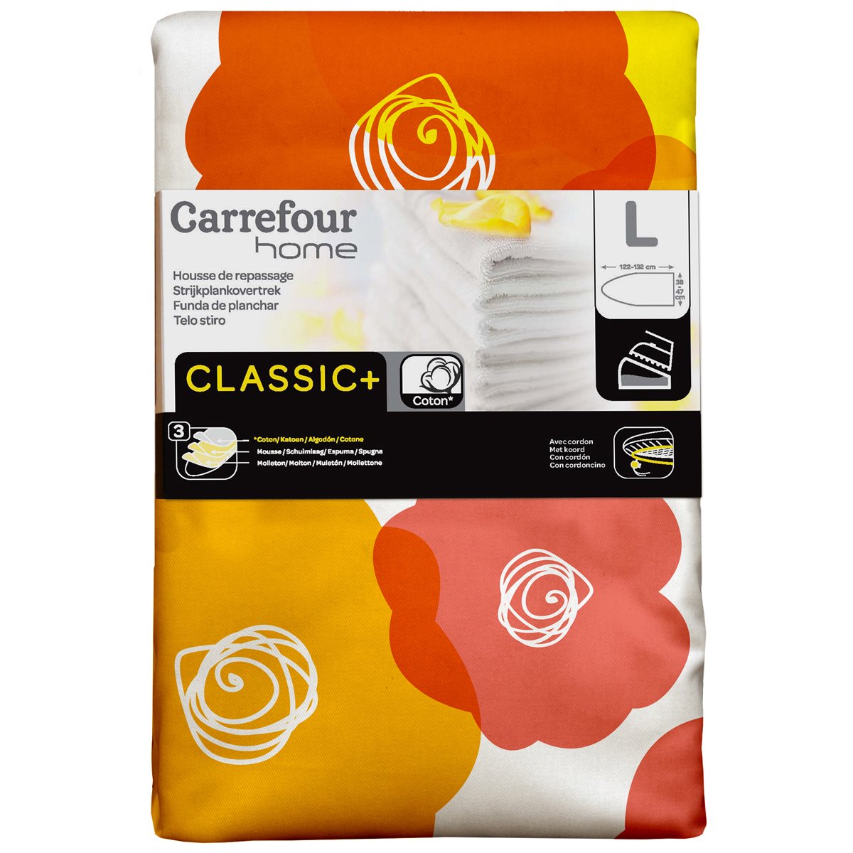 Carrefour Home 97466 rivestimento per asse da stiro Cotone, Tessuto, Tessuto felpato Multicolore