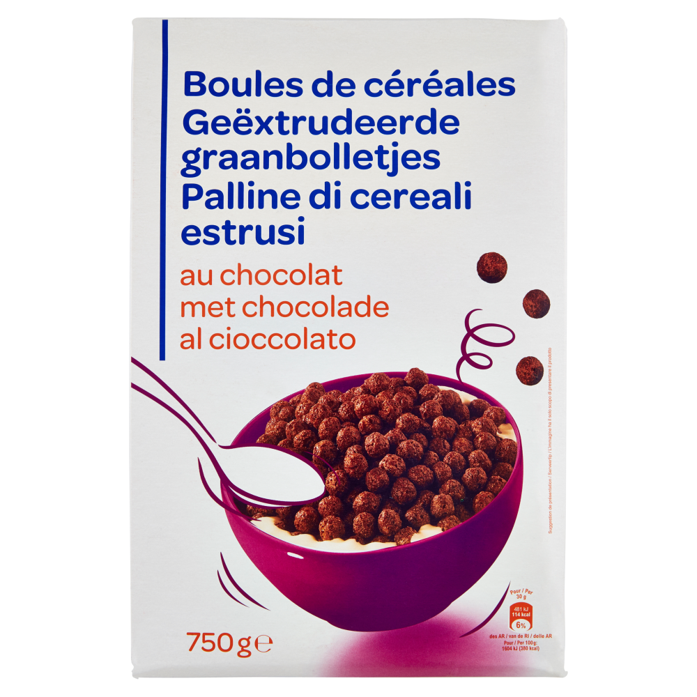 Palline di cereali estrusi al cioccolato 750 g
