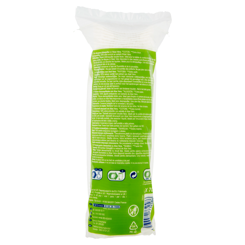 Carrefour Soft Disc* Duo Aloe Vera 100% Cotton** 70 pz
