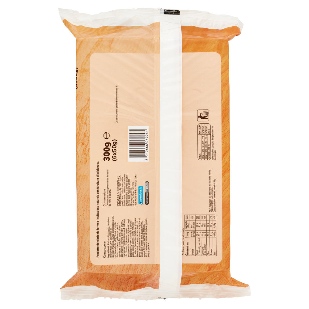 Carrefour Original Cornetti di Pasta Sfoglia all'Albicocca 6 x 50 g