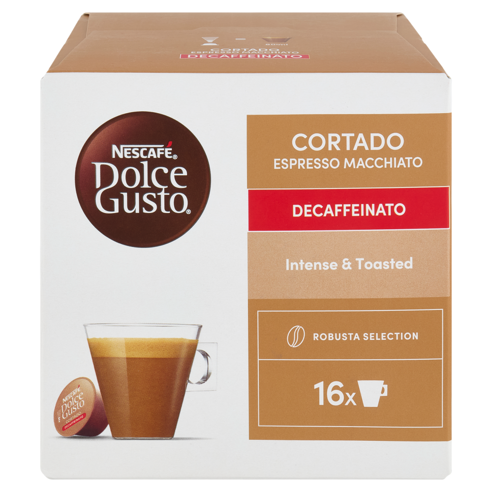 NESCAF&Eacute; DOLCE GUSTO Cortado Espresso Macchiato Deca 16 Capsule Compatibili Nescaf&eacute; Dolce Gusto 99,2g