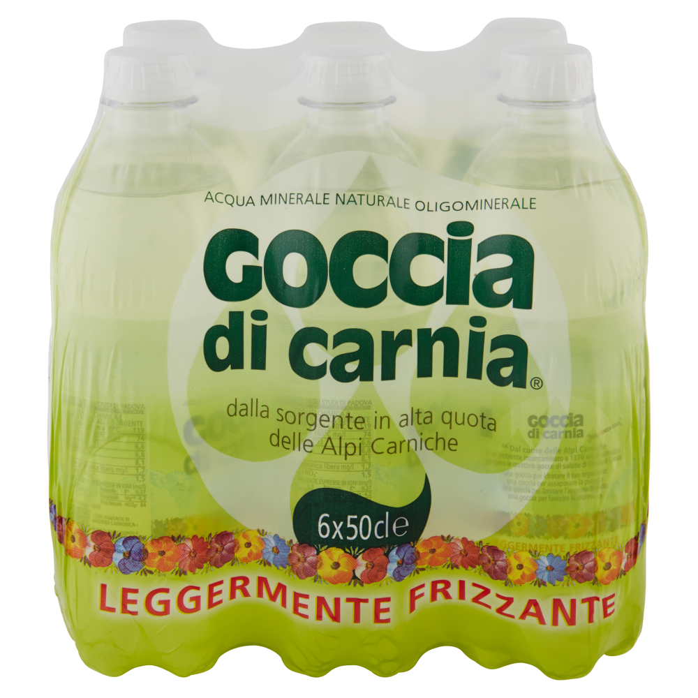 Goccia di Carnia Acqua Minerale Naturale Oligominerale Leggermente Frizzante 6 x 50 cl
