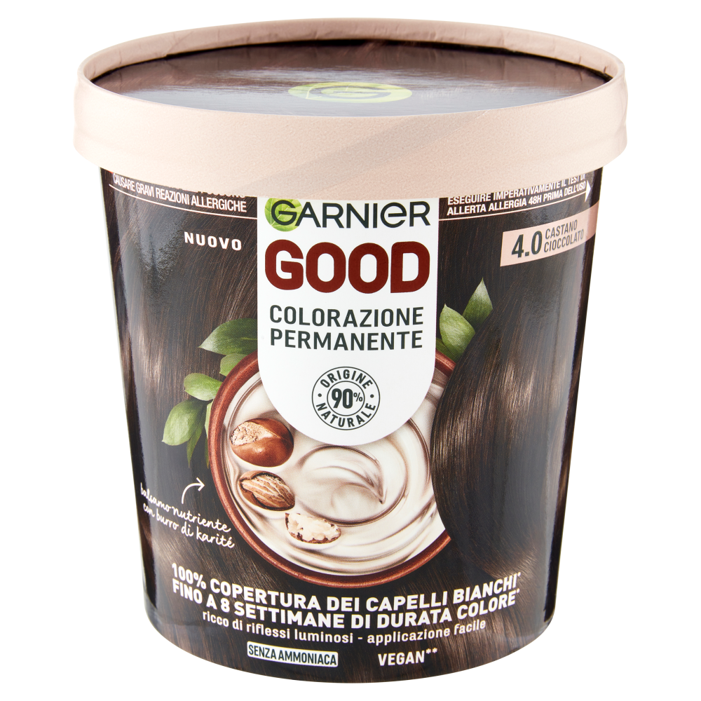 Garnier GOOD 4.0 Castano Cioccolato, colorazione permanente senza ammoniaca, 90% origine naturale