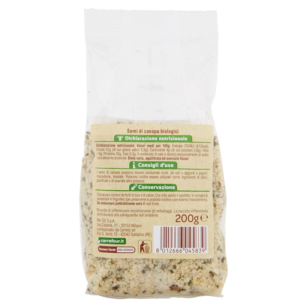 Carrefour Bio Semi di Canapa Biologici 200 g