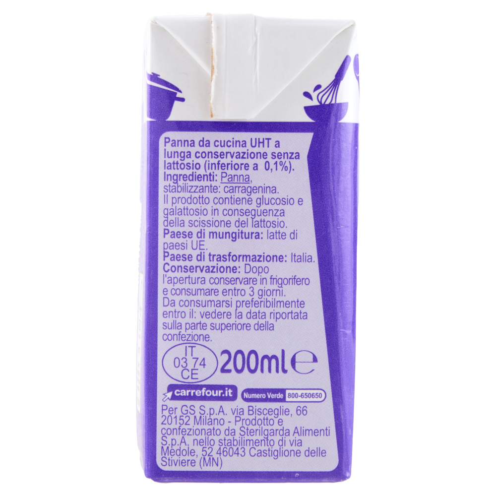 Carrefour Classic No Lactose!*Senza Lattosio Panna da Cucina 200 ml