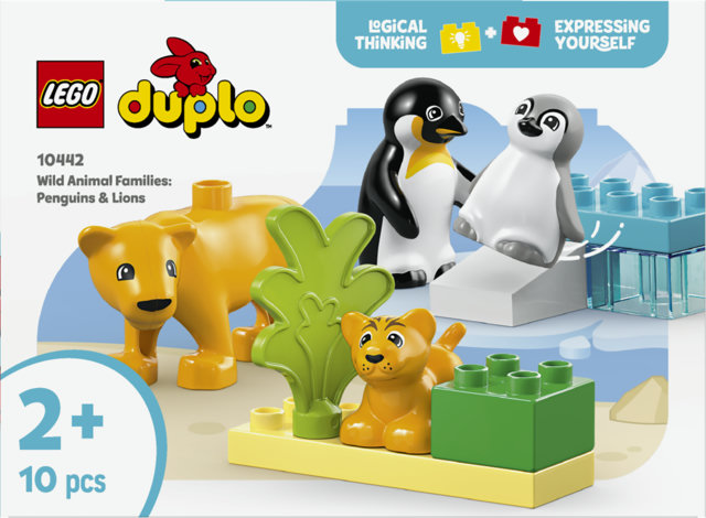 LEGO DUPLO 10442 Famiglie di Animali: Pinguini e Leoni, Giochi Didattici per Bambini e Bambine da 2+ Anni, Giocattolo Creativo