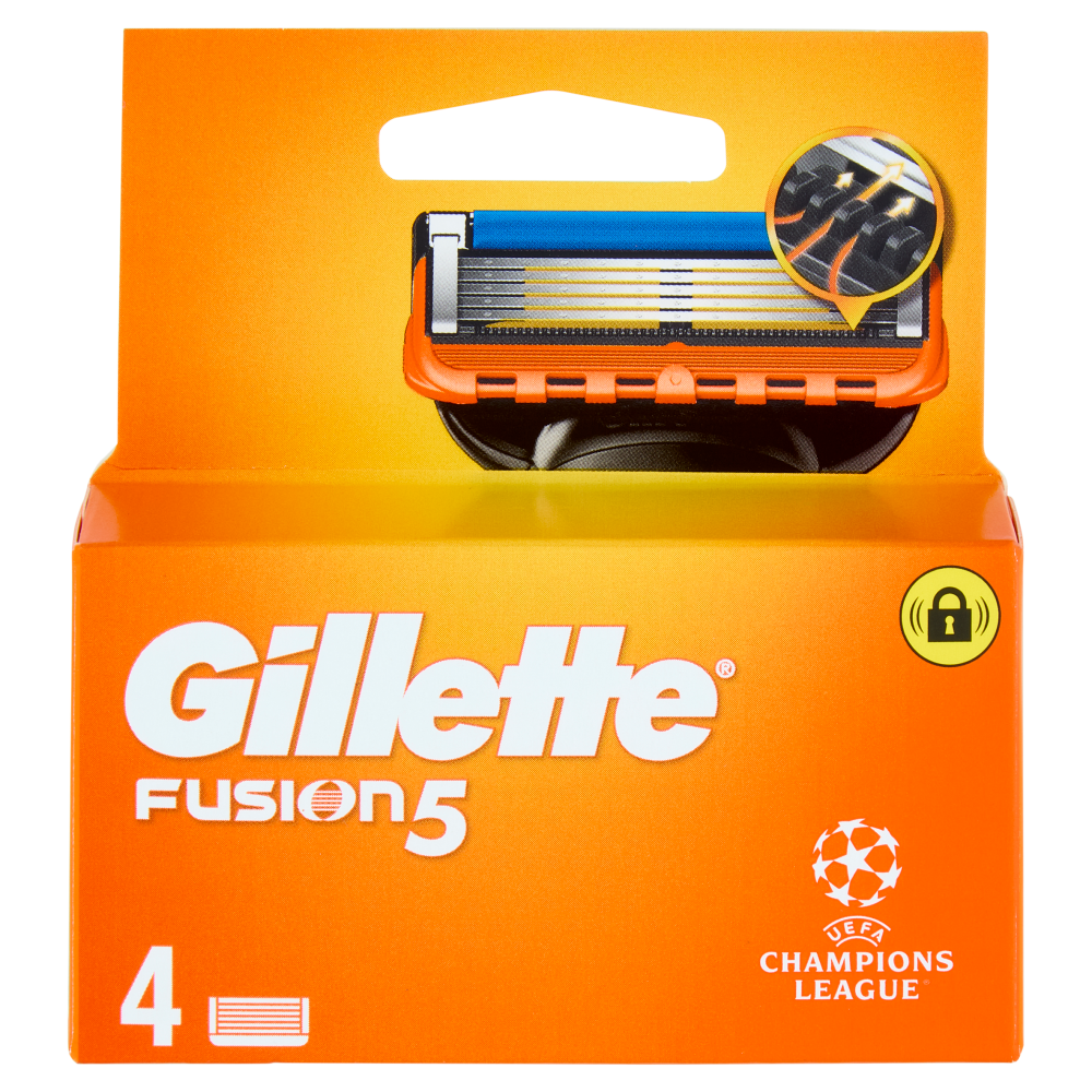 Gillette Fusion5 Uefa Champions League Lamette di ricambio per Rasoio da Uomo, 4 Ricariche