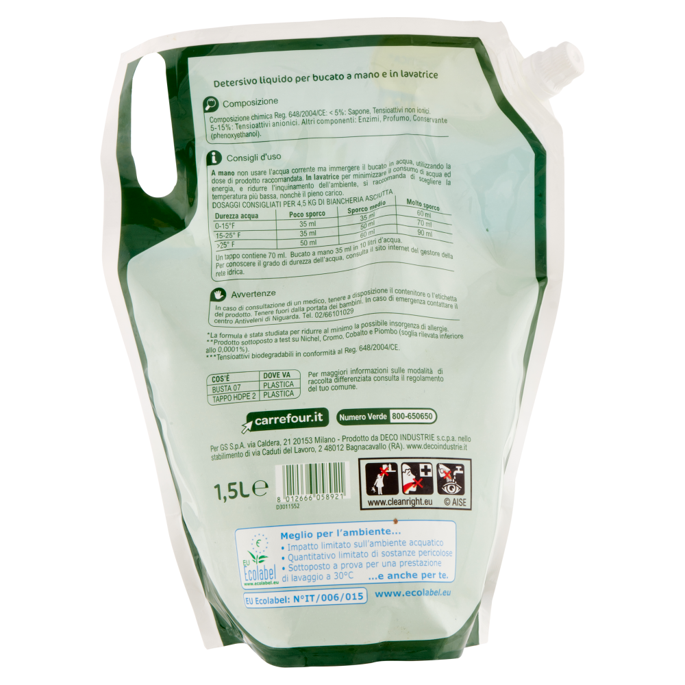 Carrefour eco Planet Lavatrice mughetto e lavanda Ecoricarica 1,5 L