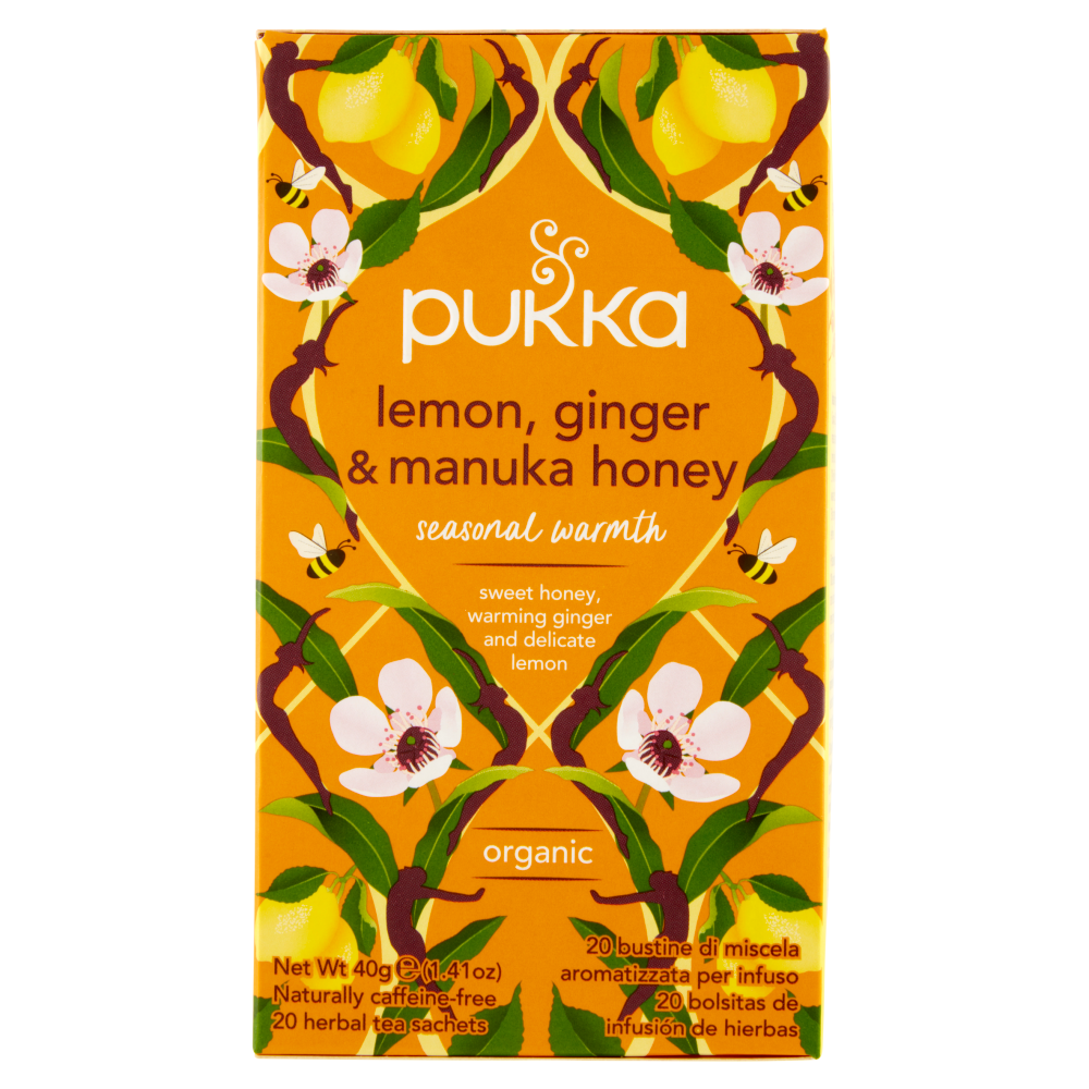 pukka lemon, ginger & manuka honey organic 20 bustine 40 g