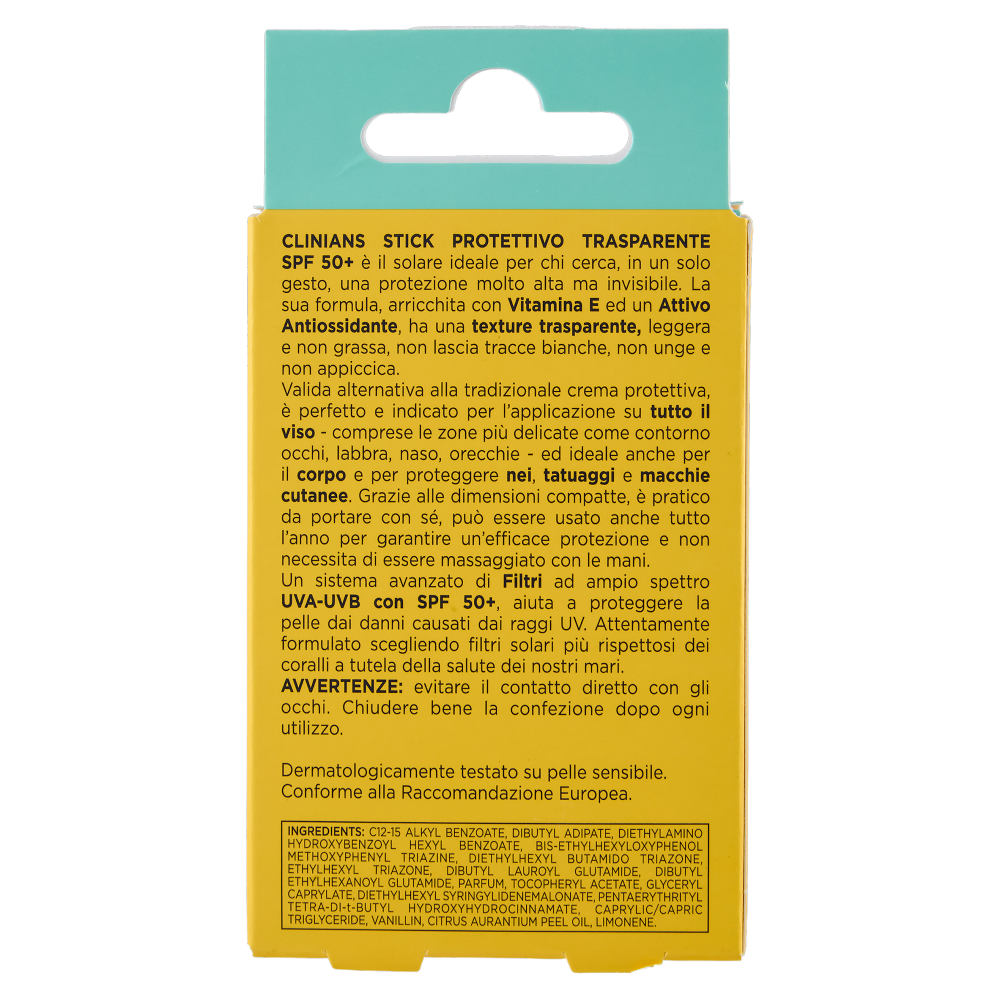 Clinians Sun Care Stick Protettivo Trasparente SPF 50+ Molto Alta 15 g