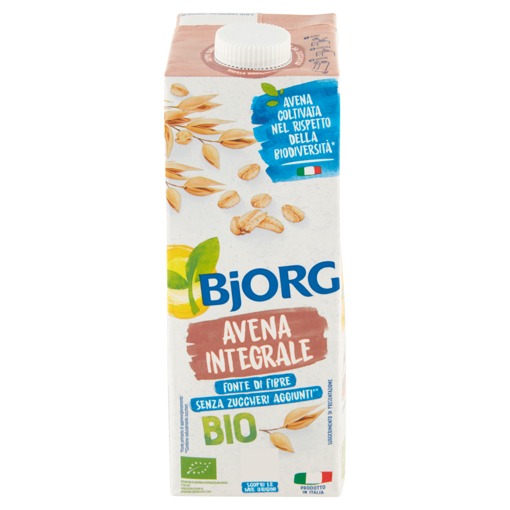 BJORG Avena Integrale Bevanda Vegetale Biologica, Senza Zuccheri Aggiunti, Prodotto in Italia, 1L