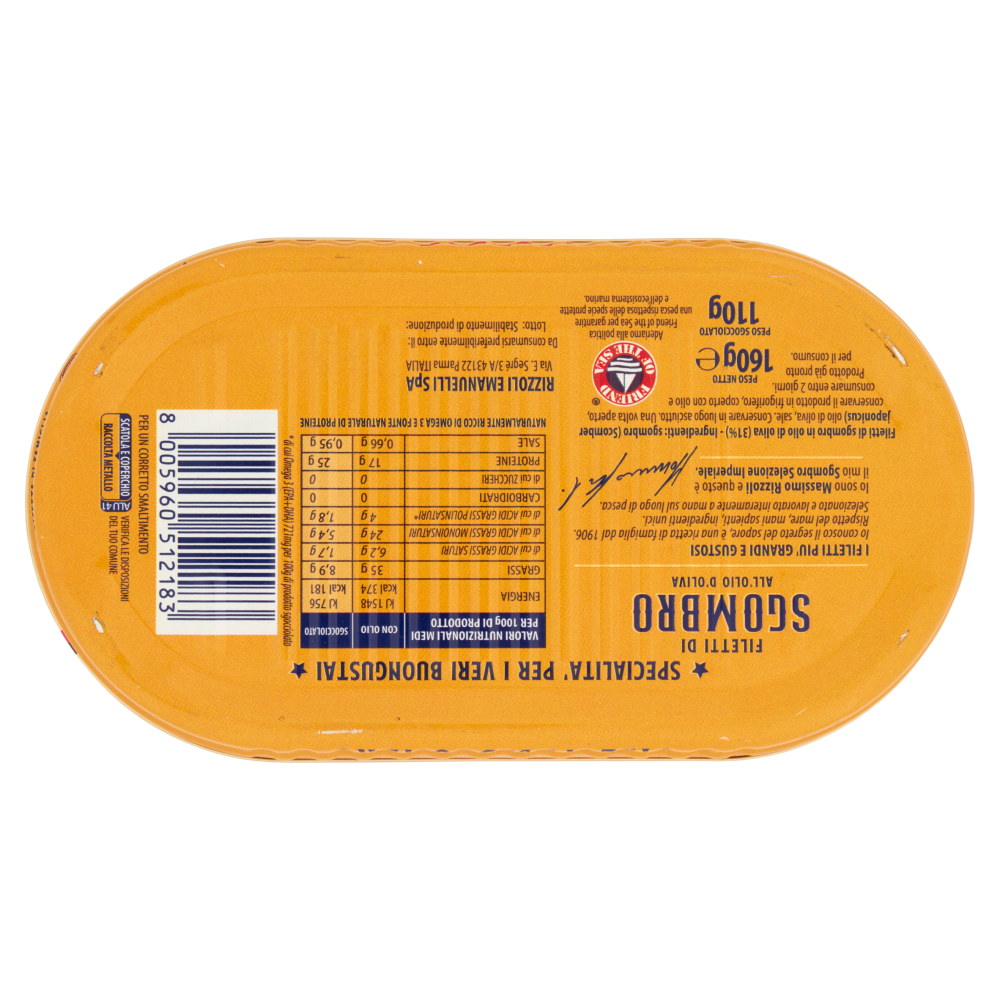 Rizzoli Filetti di Sgombro all'Olio d'Oliva Selezione Imperiale 160 g