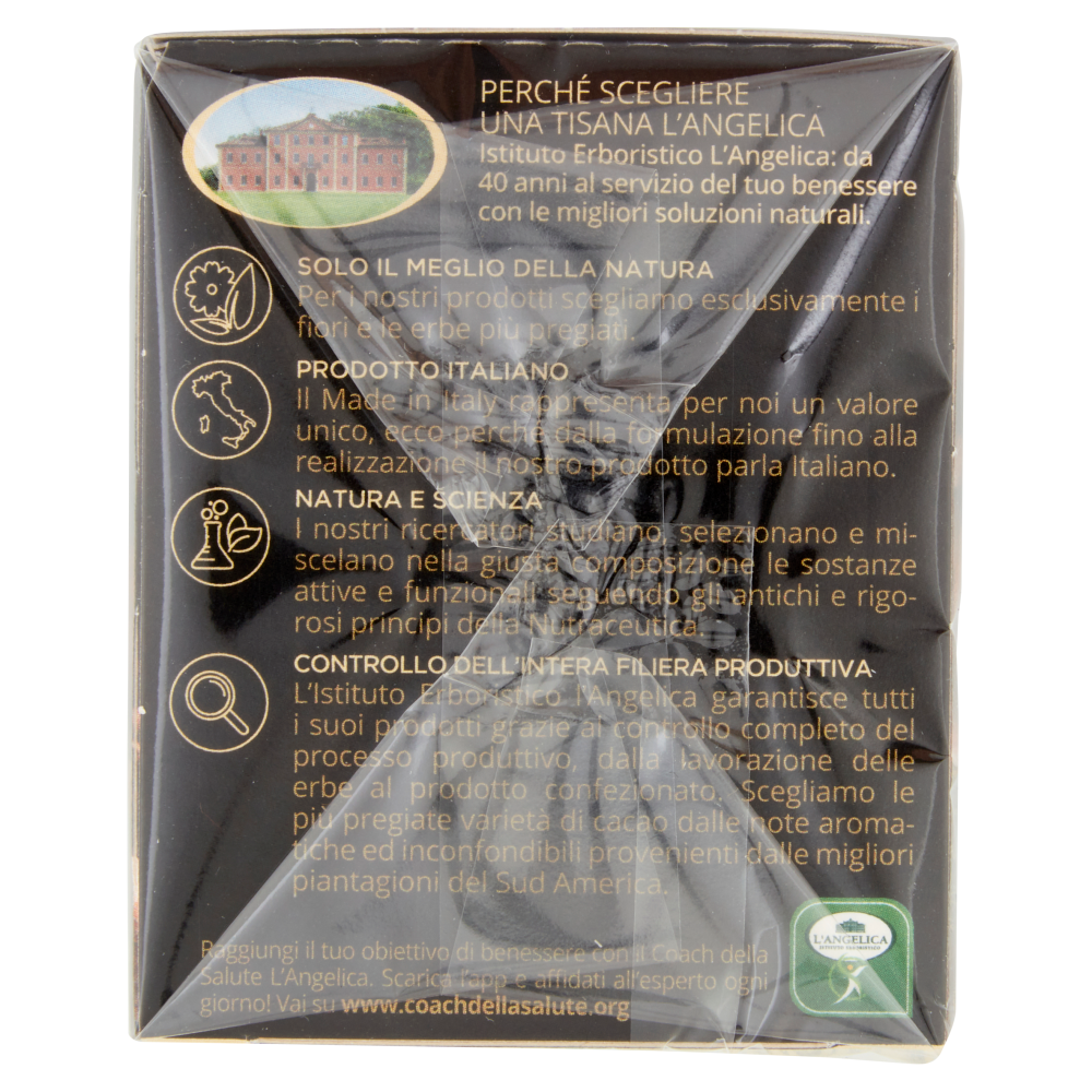 L'Angelica Le Tisane Emozioni al Cacao Puro Cacao 95% Vitalità 15 Filtri 30 g