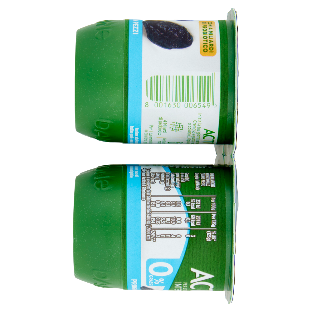 ACTIVIA Yogurt con Probiotico Bifidus, 0% Grassi, gusto Prugna, 4x125g