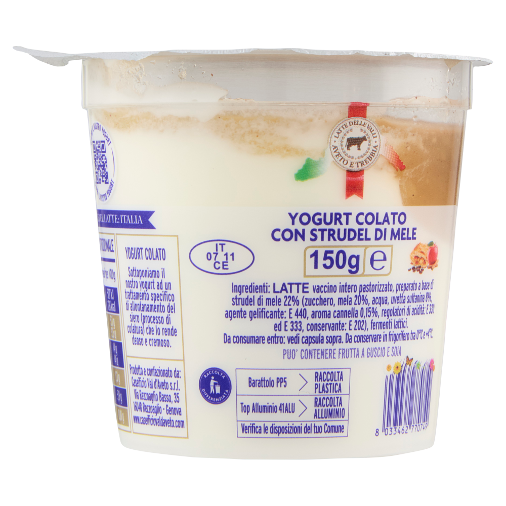 Caseificio Val d'Aveto Yogurt Colato con Strudel di Mele 150 g
