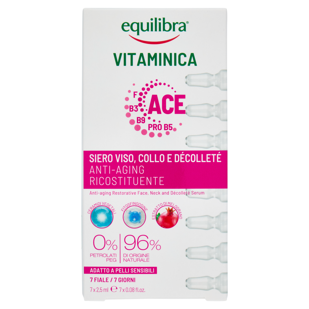 equilibra Vitaminica ACE Siero Viso, Collo e D&eacute;collet&eacute; Anti-Aging Ricostituente 7 x 2,5 ml