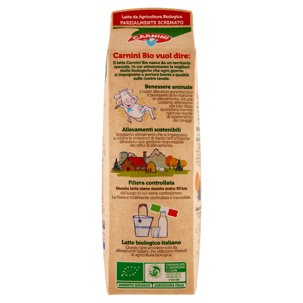 Carnini Latte da Agricoltura Biologica Parzialmente Scremato 1000 ml