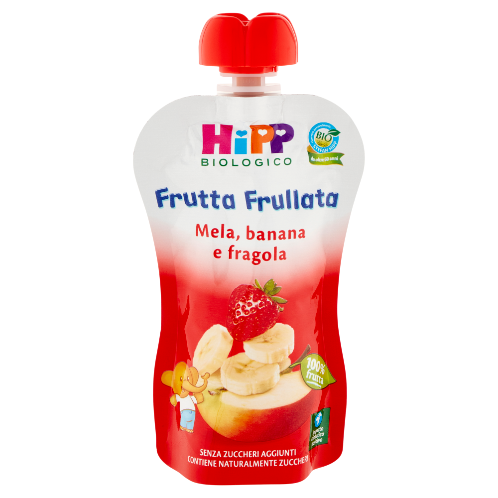 HiPP Biologico Frutta Frullata Mela, banana e fragola 90 g