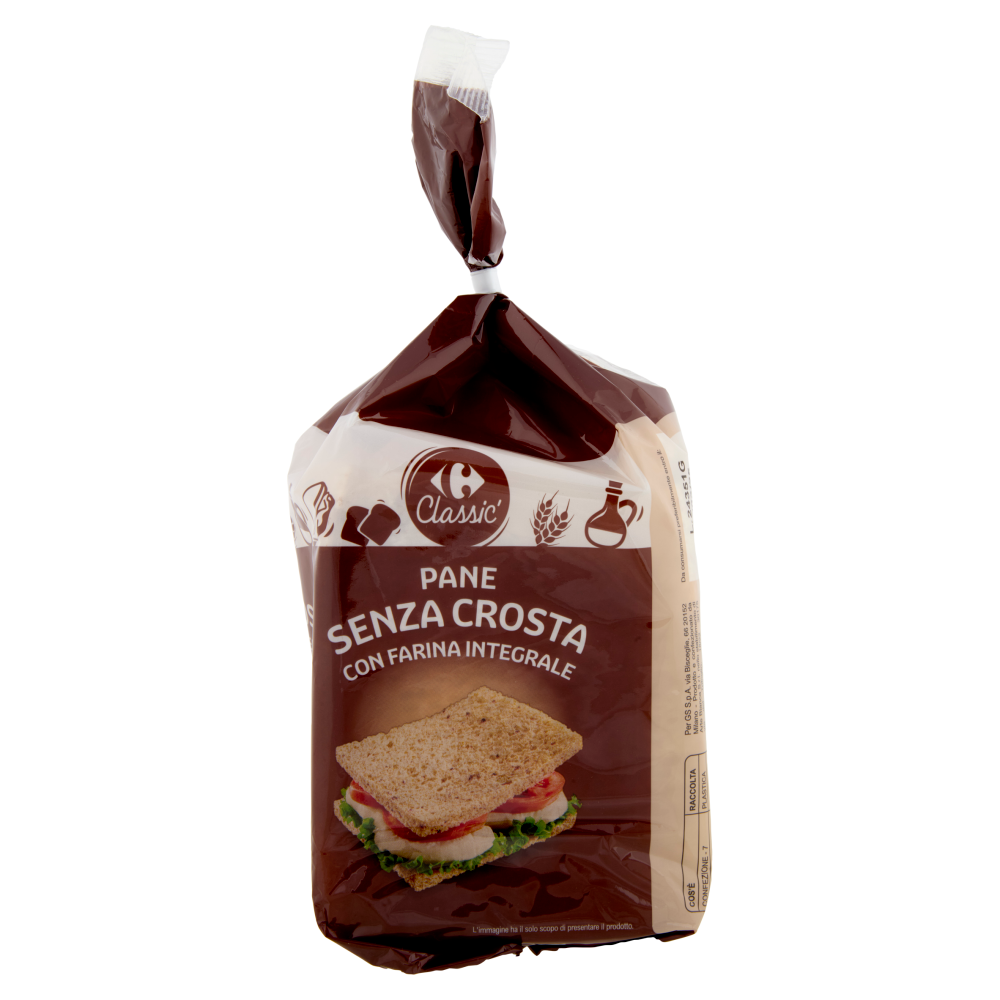 Carrefour Classic Pane Senza Crosta con Farina Integrale 400 g