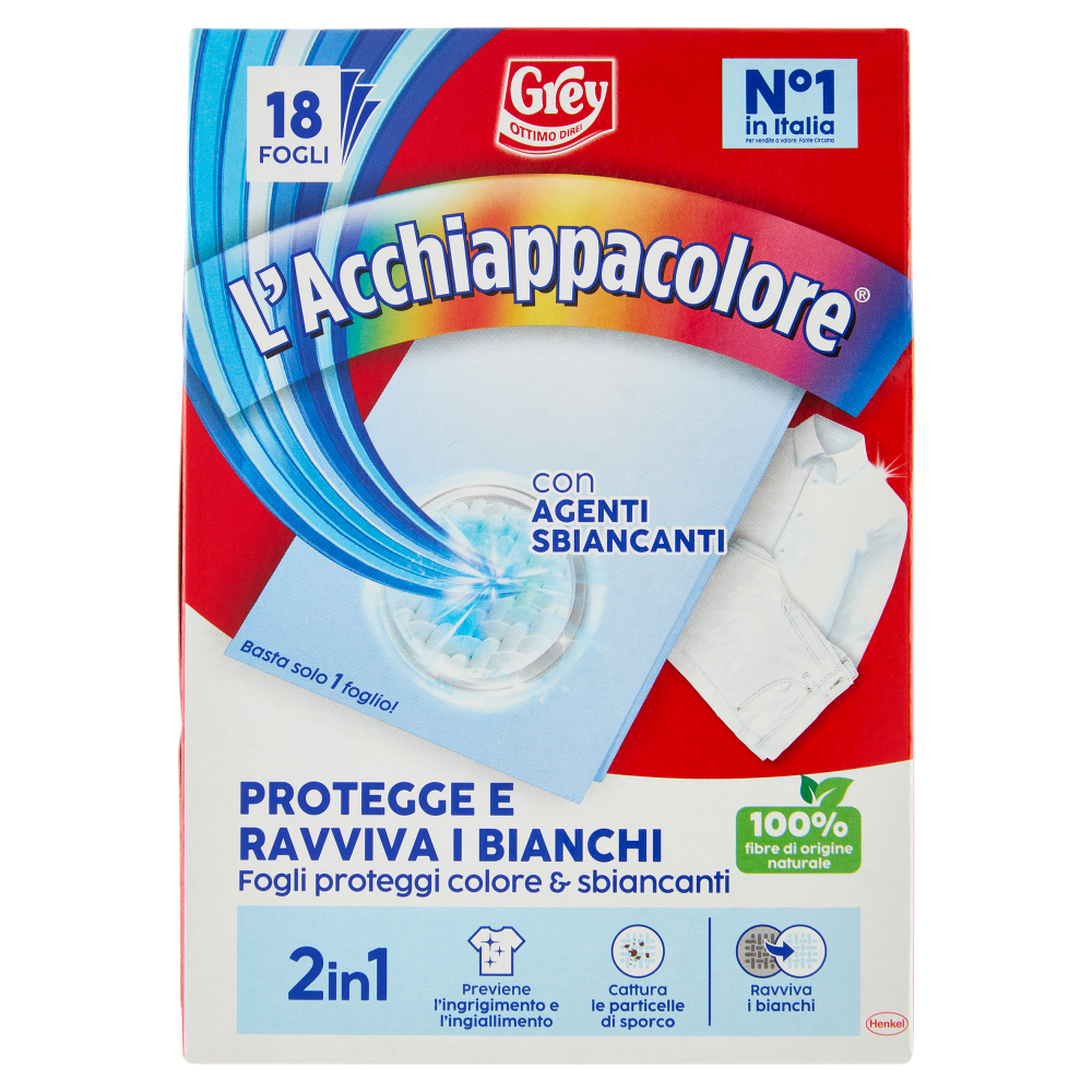 GREY l'Acchiappacolore Protegge e Ravviva i Bianchi 18 Fogli