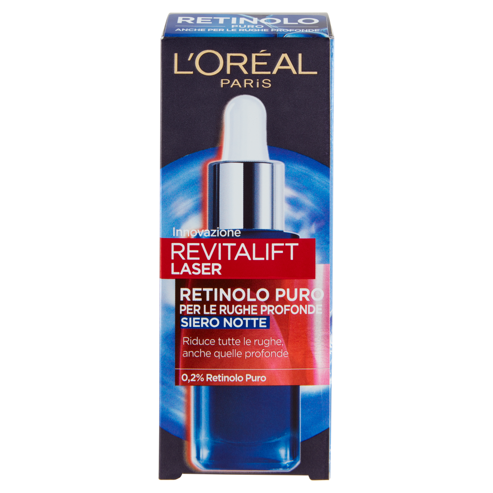 L'Oréal Paris Siero Notte Revitalift Laser X3, Azione Antirughe Anti-Età con Retinolo Puro, 30 ml